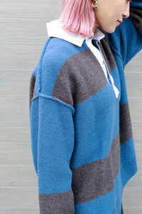 毛100%ボーダーラガーシャツ