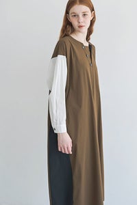 シャツ袖ストレッチワンピース