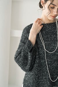 ラメシャギー9分袖プルオーバー