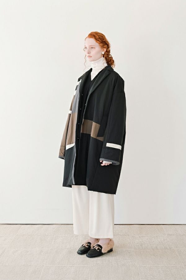 配色パッチ中綿コート | メゾンドアムウ