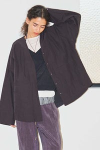 ノーカラーシャツブルゾン