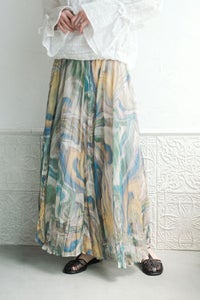マーブル柄シフォンスカート