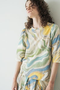 マーブル柄プリントT