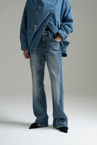 【追加生産6月下旬入荷】立体ストレートデニム　