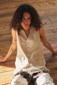 リネン混ベスト